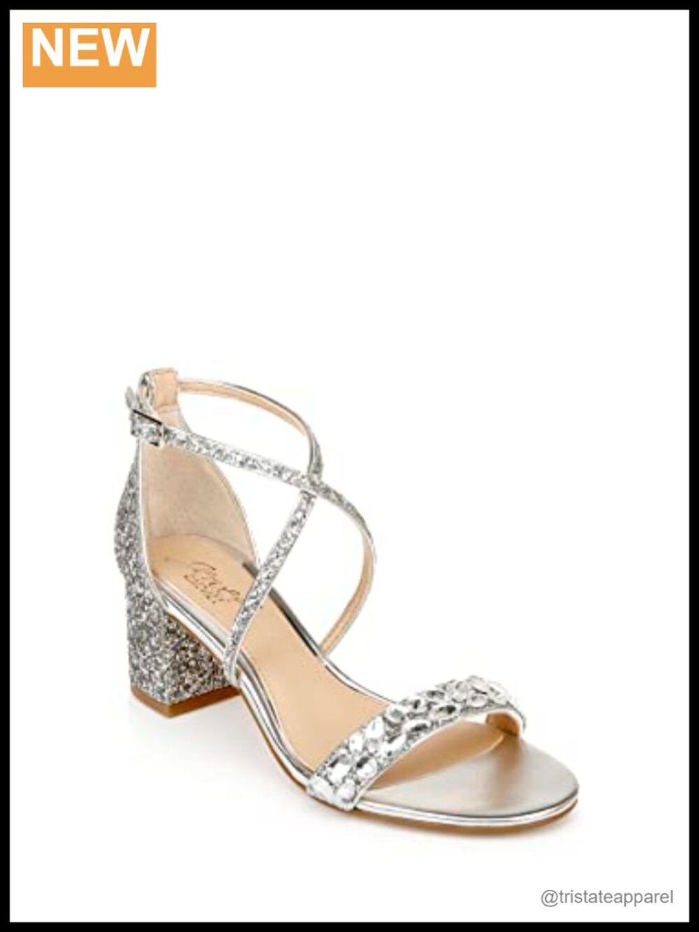 Glitter Block Heel Open Toe Ankle Strap Dress Sandal